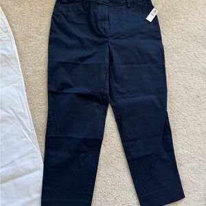 Talbots perfect crop pants navy and yellow